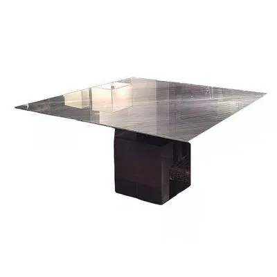 Athena Thin 8 Seater Square Dining Table - Marble, Steel