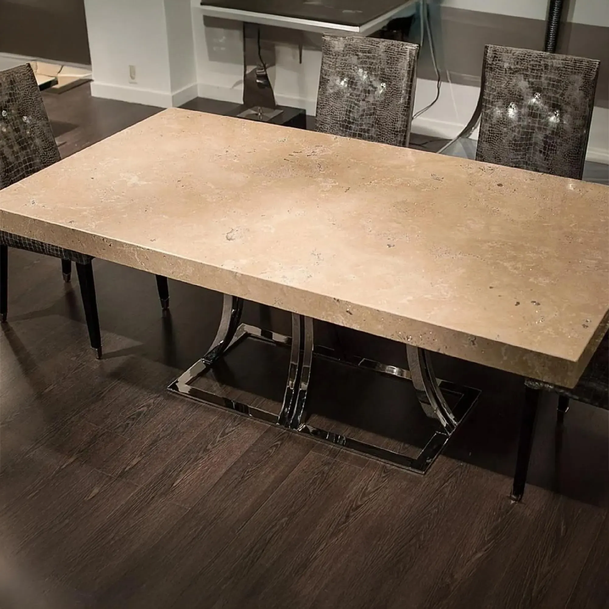 Aurora Dining Table - Marble, Stainless Steel