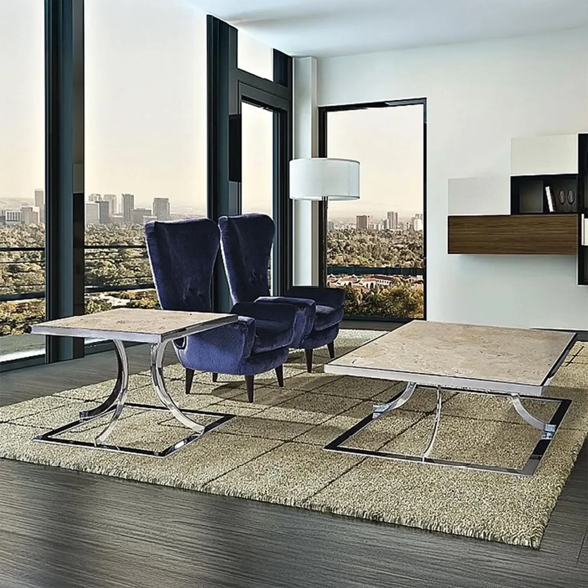 Aurora Lamp Table - Marble, Stainless Steel