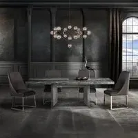 Blade Pedestal Dining Table - Marble, Stainless Steel