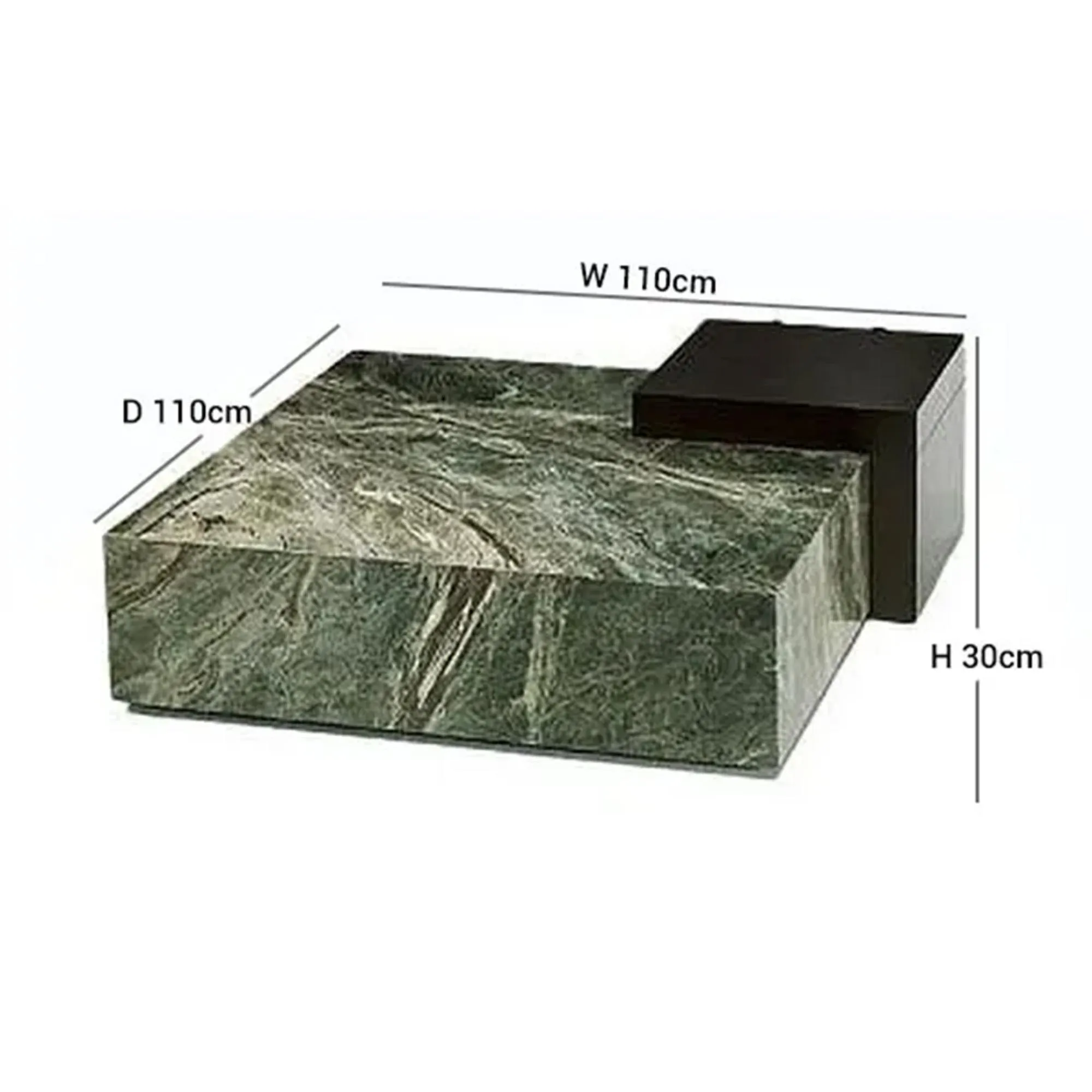 Box Coffee Table - Green, Marble