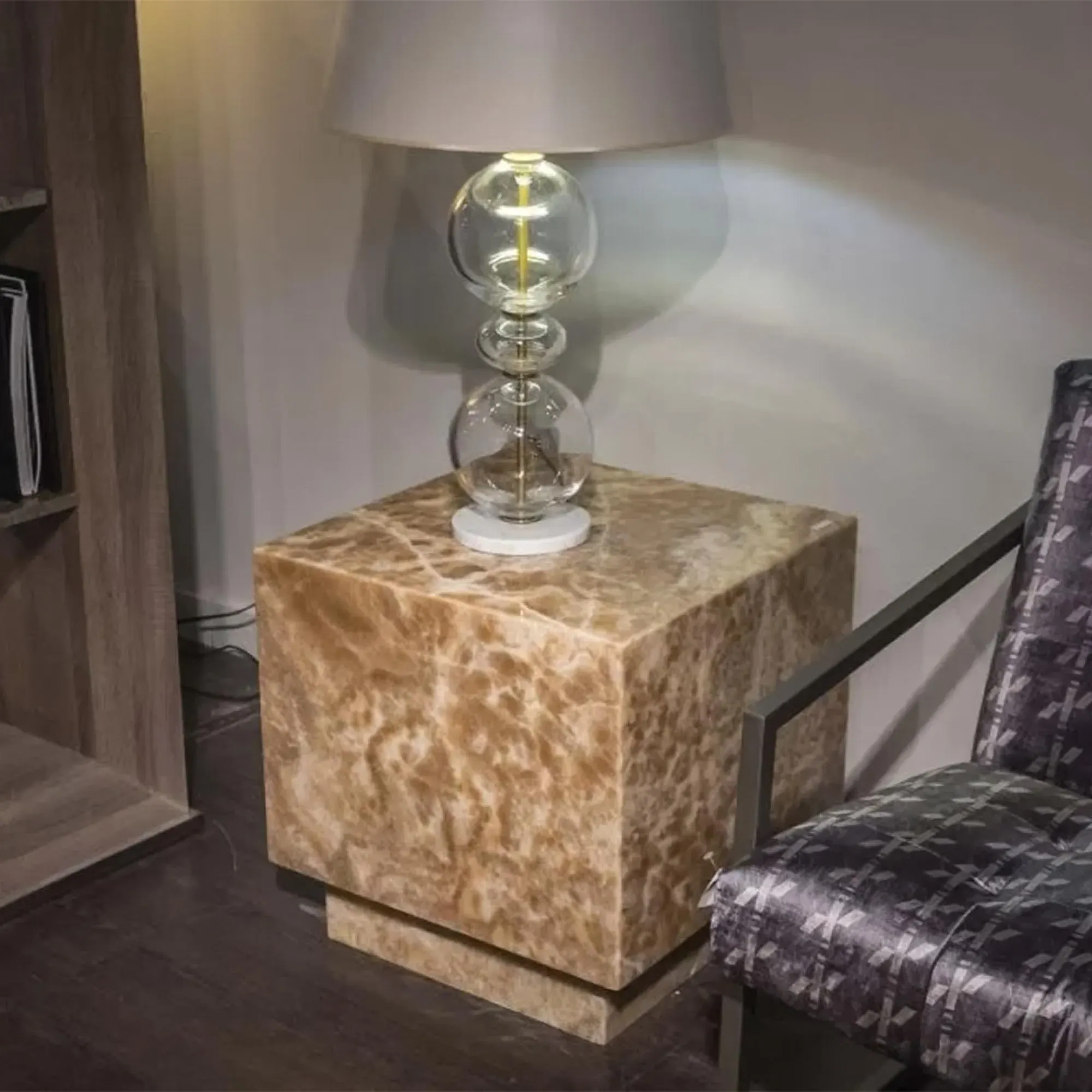 Box Lamp Table - Marble, Wenge Wood
