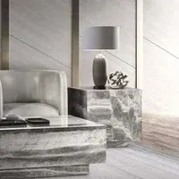 Box Lamp Table - Marble, Wenge Wood