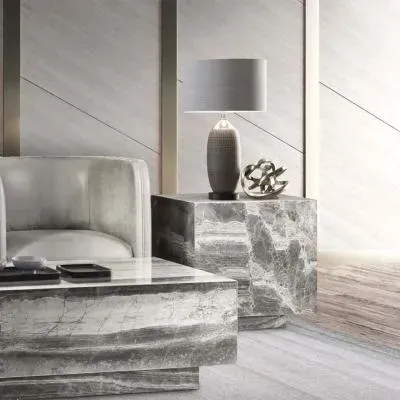 Box Lamp Table - Marble, Wenge Wood image