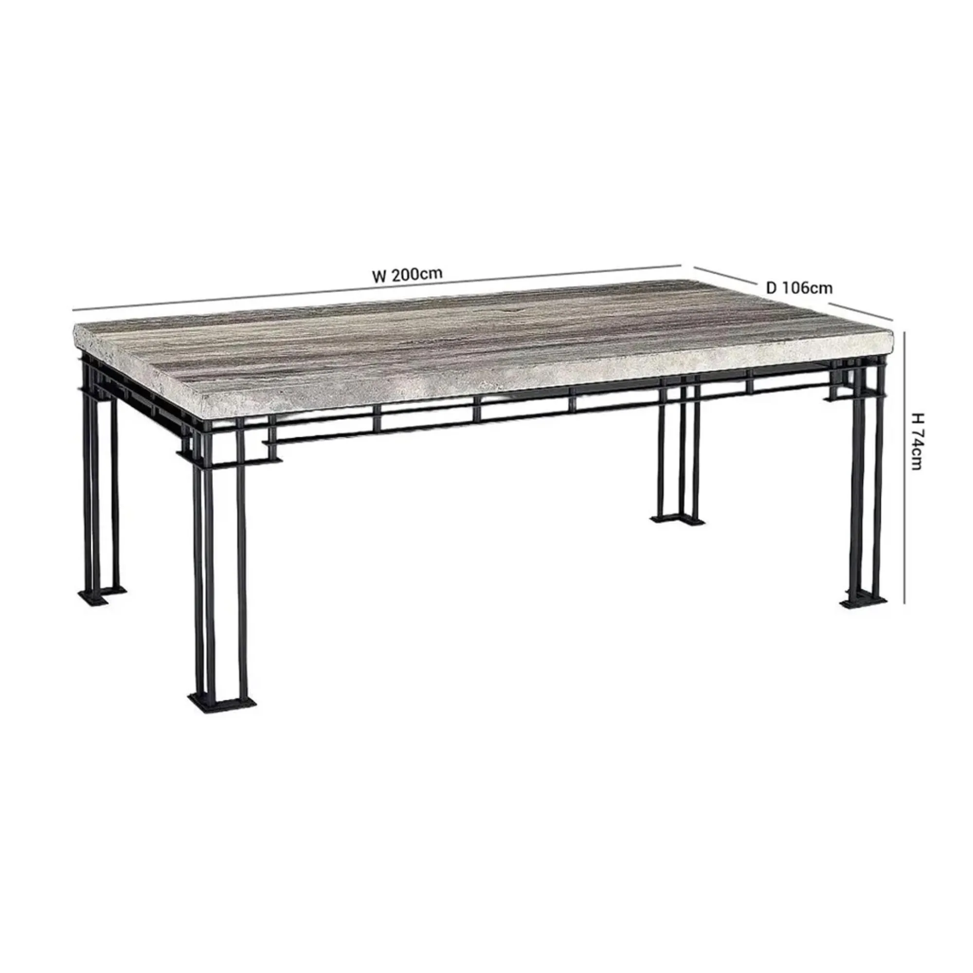 Brooklyn 8 Seater Dining Table - Marble, Metal