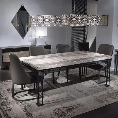 Brooklyn 8 Seater Dining Table - Marble, Metal
