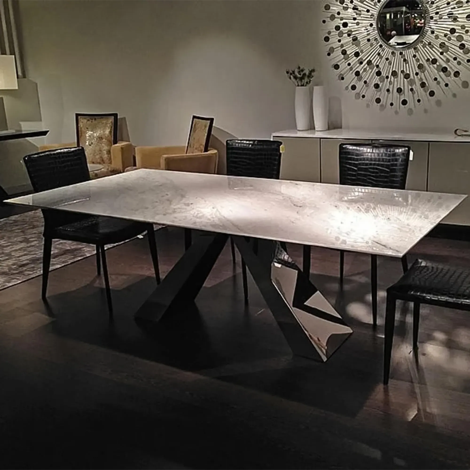 Butterfly Dining Table - Marble, Stainless Steel