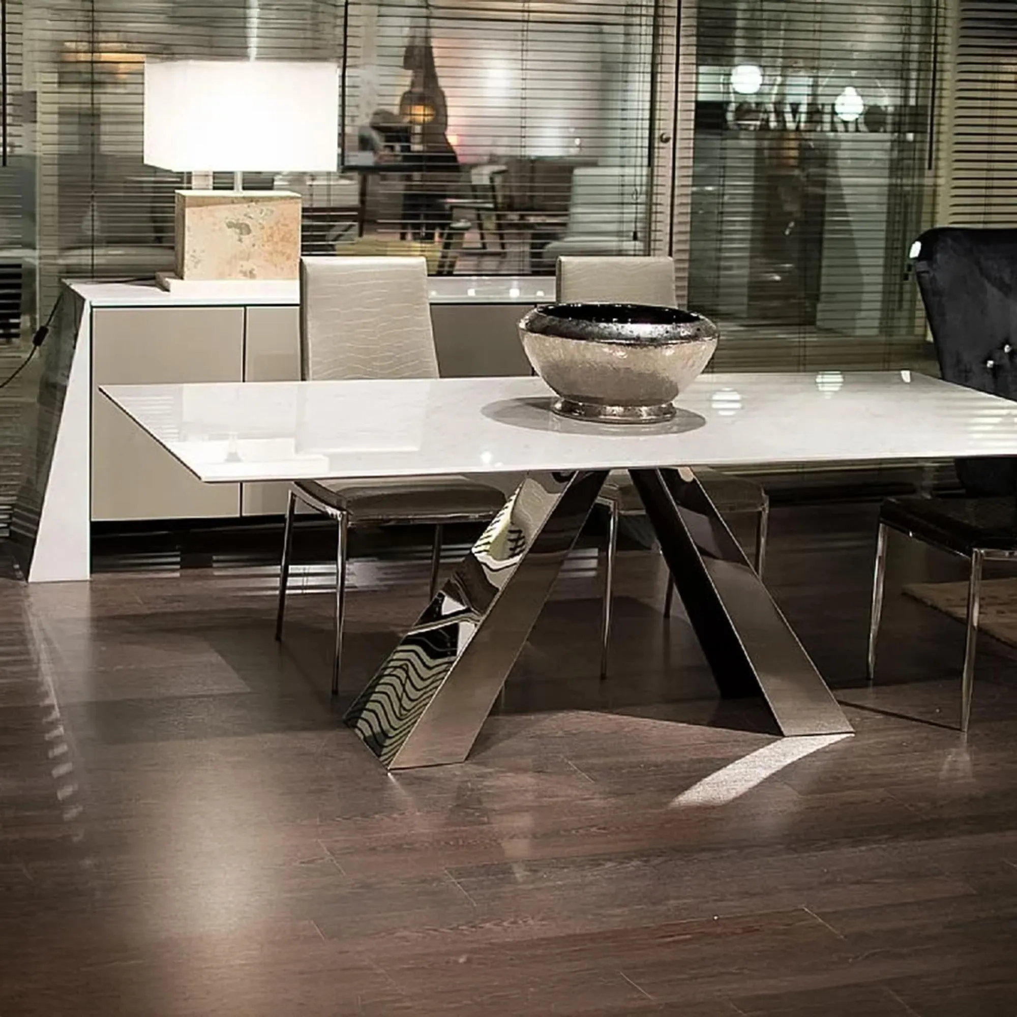 Butterfly Dining Table - Marble, Stainless Steel