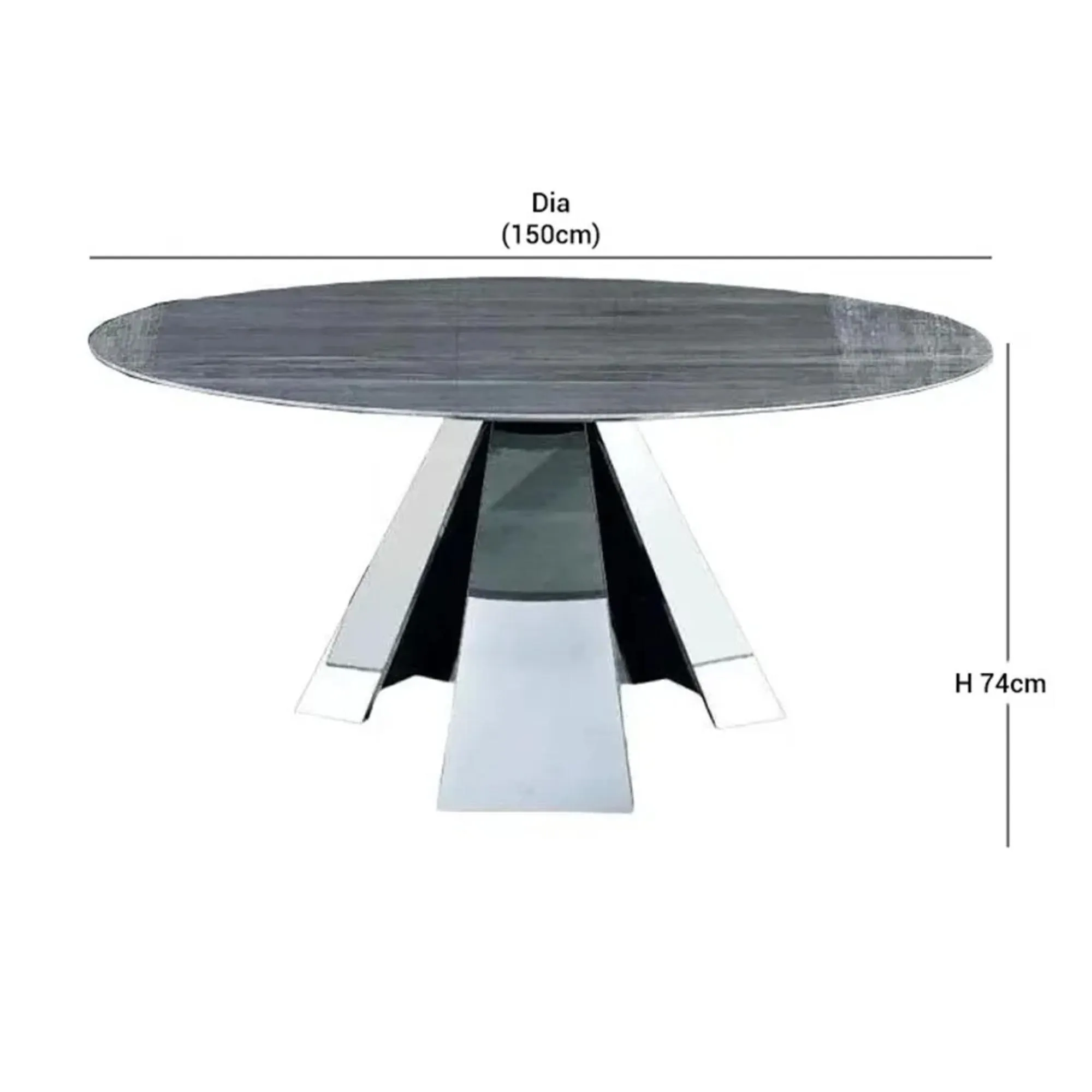Butterfly Round Dining Table - Marble, Stainless Steel