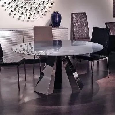 Butterfly Round Dining Table - Marble, Stainless Steel image