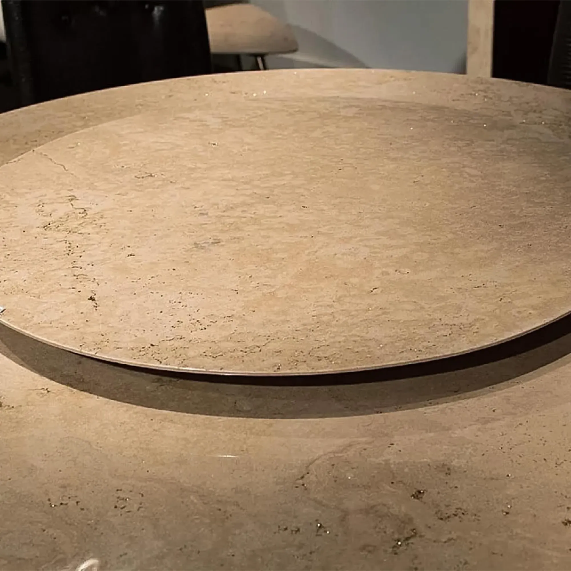 Butterfly Round Dining Table with Lazy Susan - Marble, Wenge