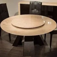 Butterfly Round Dining Table with Lazy Susan - Marble, Wenge