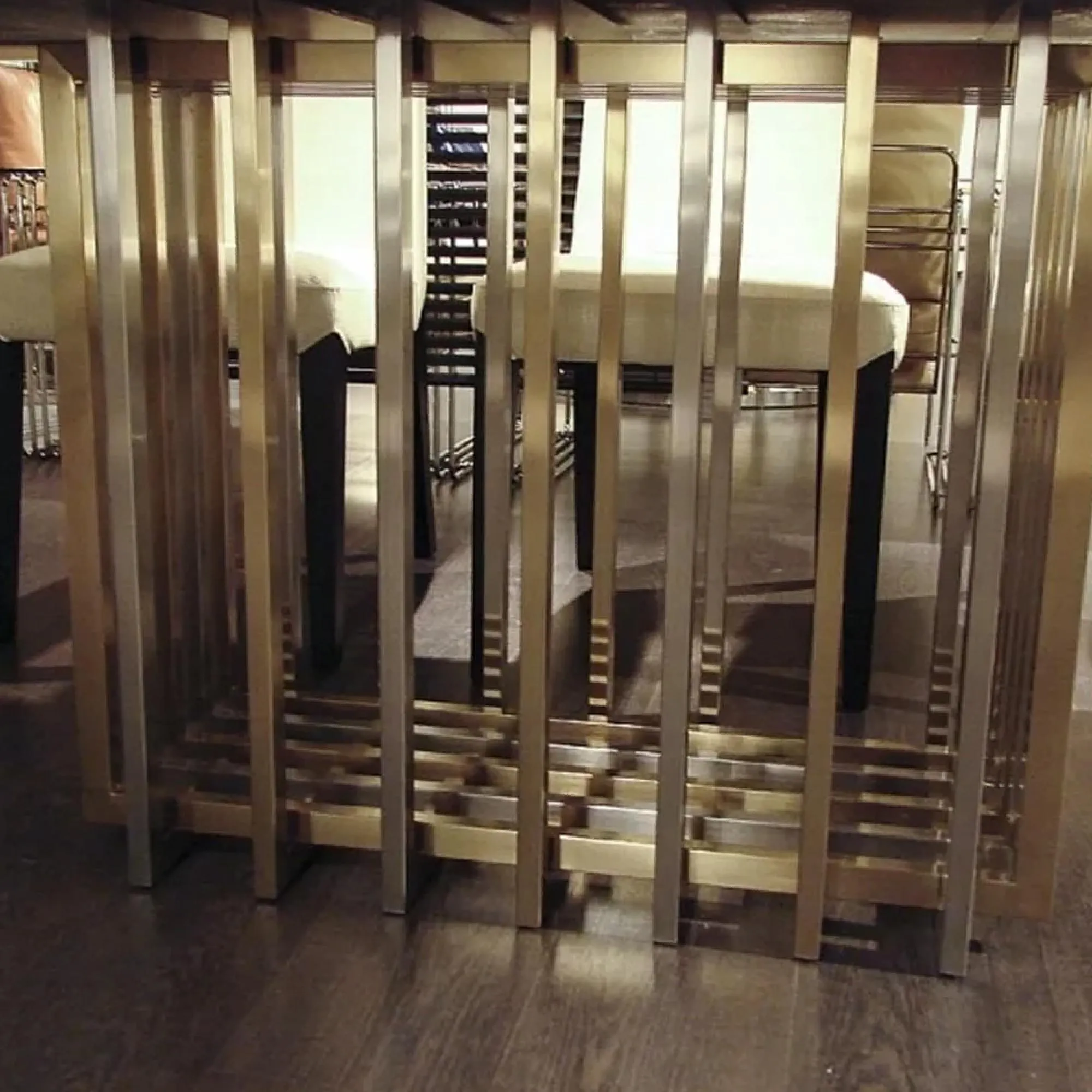 Cage Dining Table - Marble, Satin Brass