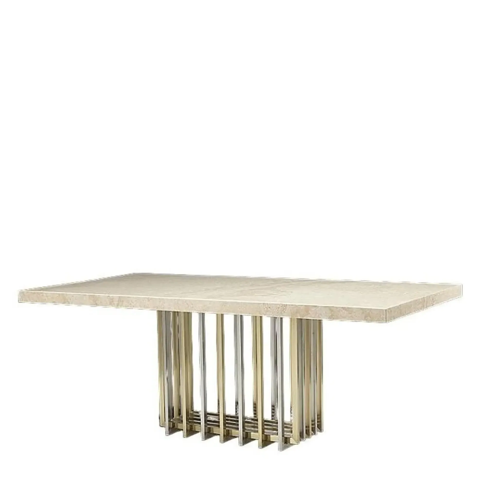 Cage Dining Table - Marble, Satin Brass