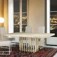 Cage Dining Table - Marble, Satin Brass