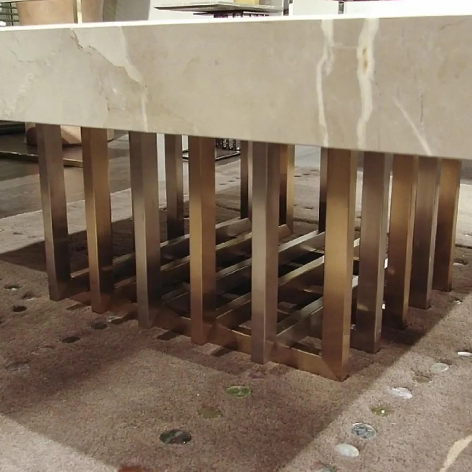 Cage Occasional Table - Marble, Metal