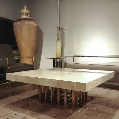 Cage Occasional Table - Marble, Metal image