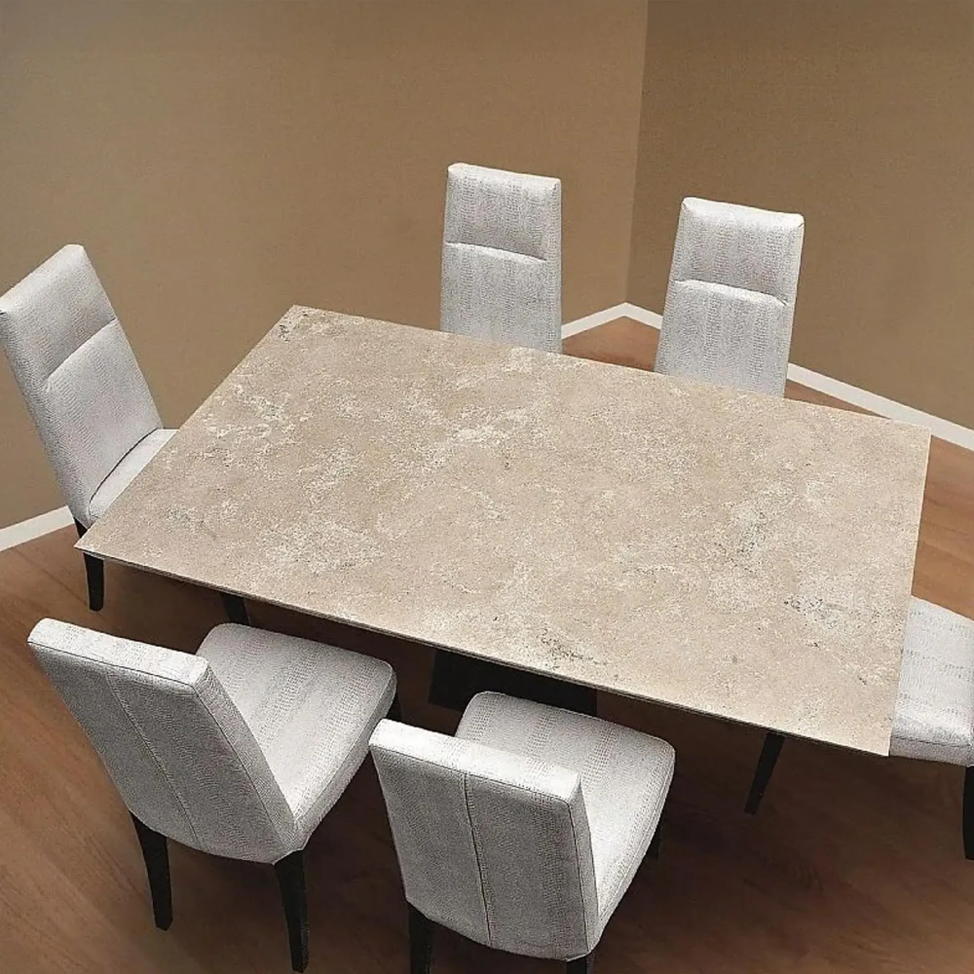 Clepsy Marble Dining Table with Wooden Pedestal Base