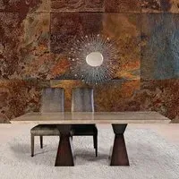 Clepsy Marble Dining Table with Wooden Pedestal Base