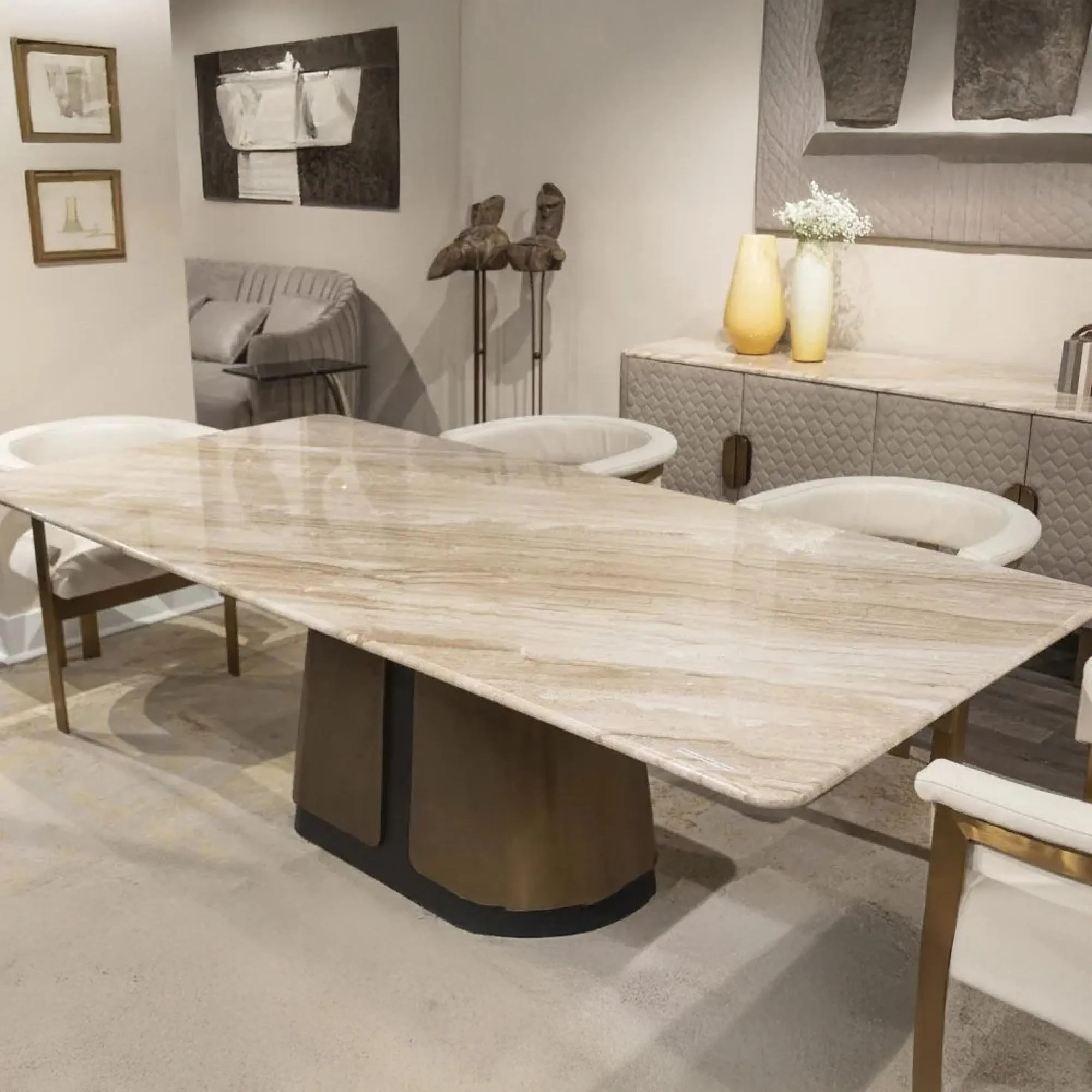 Compass Marble Pedestal Dining Table