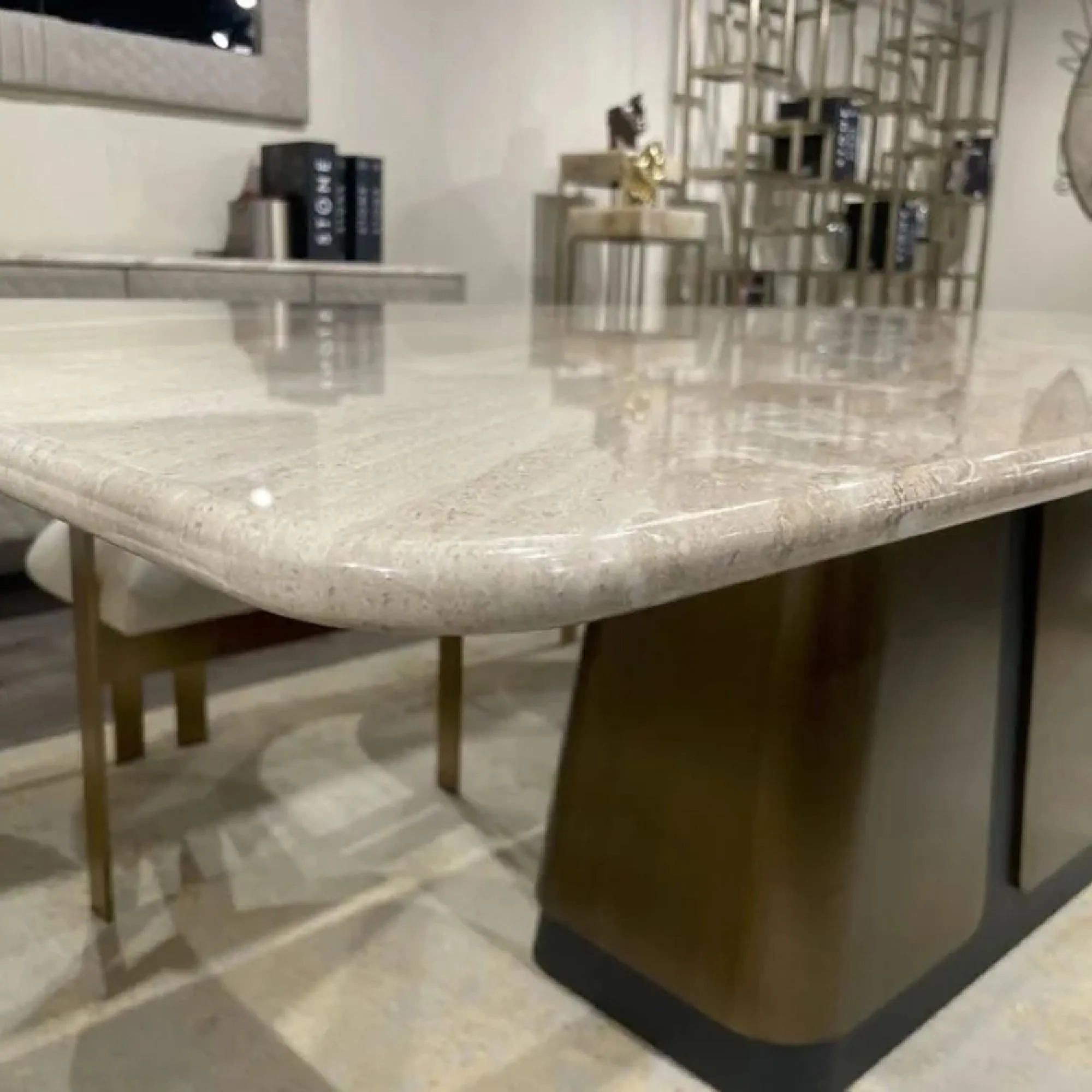 Compass Marble Pedestal Dining Table