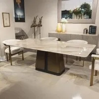 Compass Marble Pedestal Dining Table
