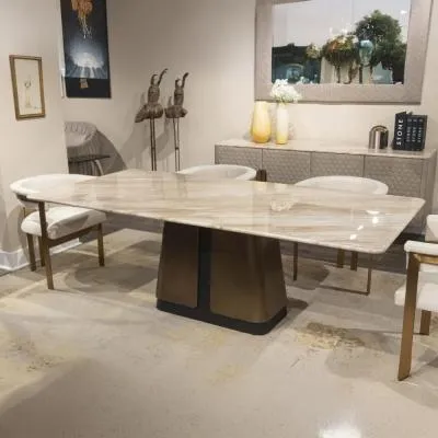 Compass Marble Pedestal Dining Table
