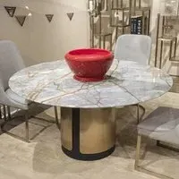 Compass Round Pedestal Dining Table - Marble