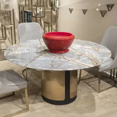 Compass Round Pedestal Dining Table - Marble