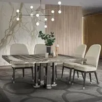 Daytona 8 Seater Square Pedestal Dining Table - Marble