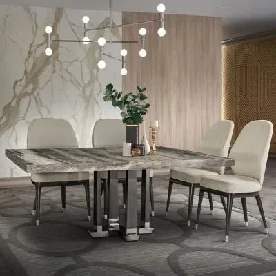Daytona 8 Seater Square Pedestal Dining Table - Marble image