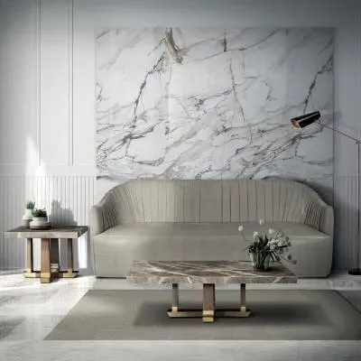 Daytona Lamp Table - Marble, Wood