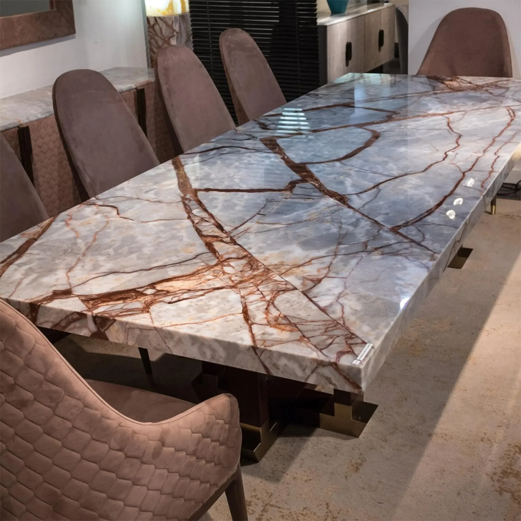 Daytona Large Marble Pedestal Dining Table