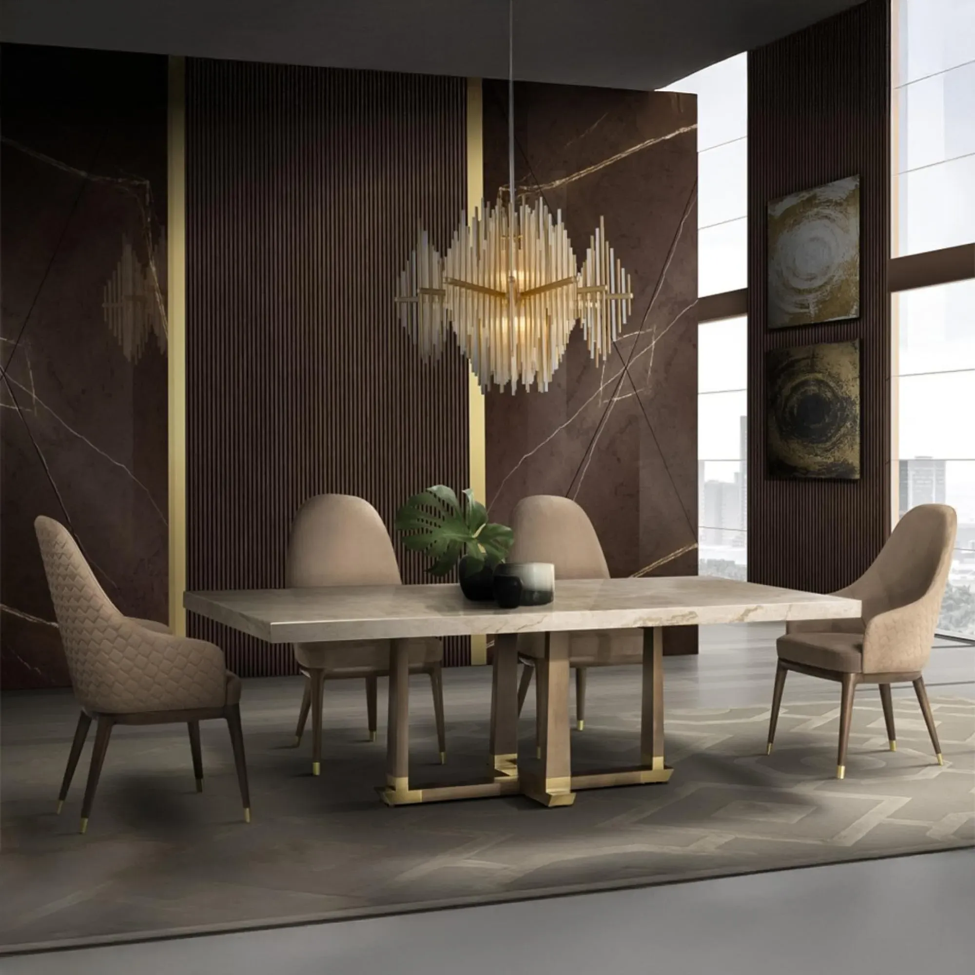 Daytona Marble Pedestal Dining Table