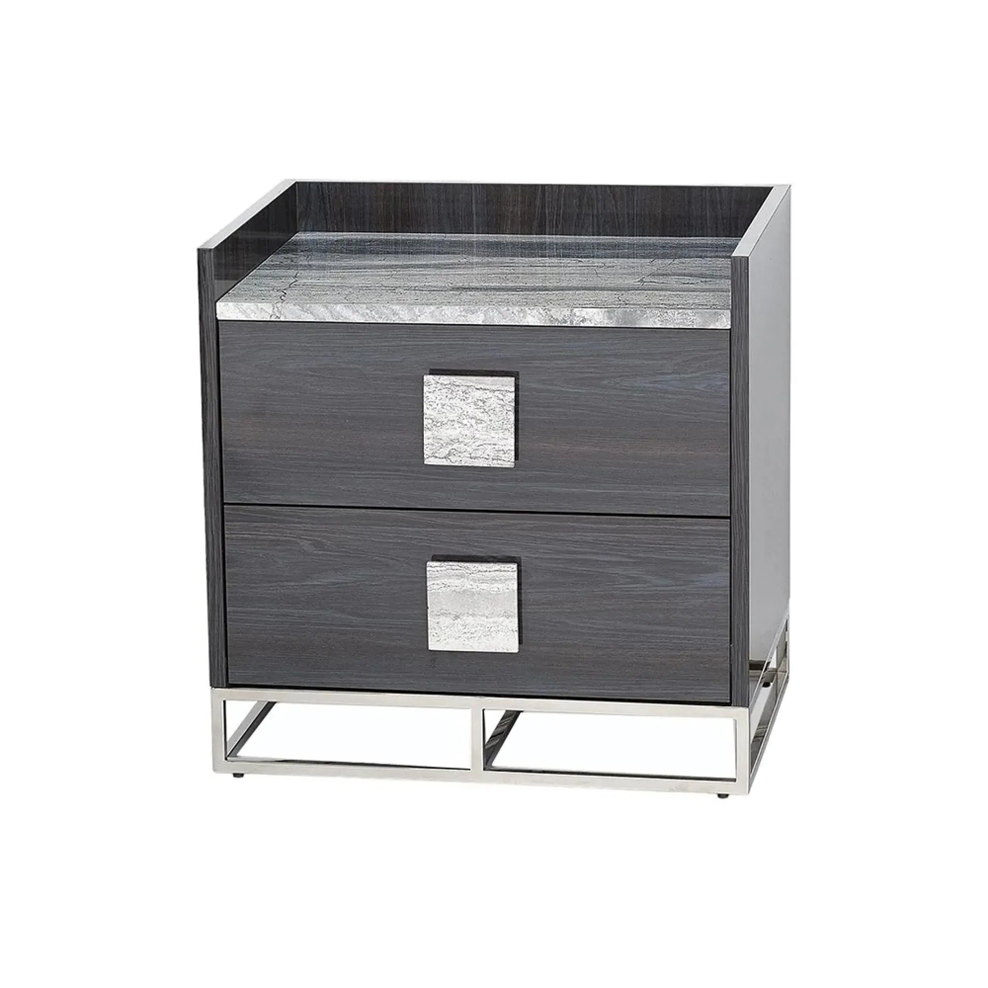 Elliot 2 Drawer Bedside Cabinet - Marble, Wood