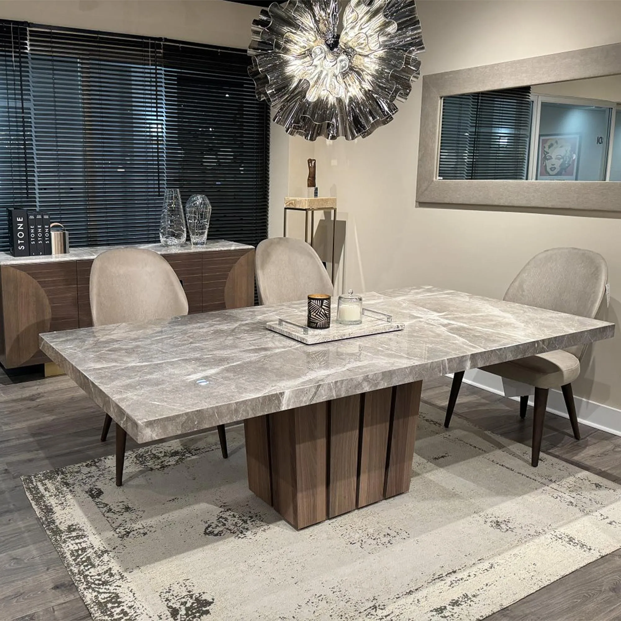 Empire Dining Table - Marble, Wood