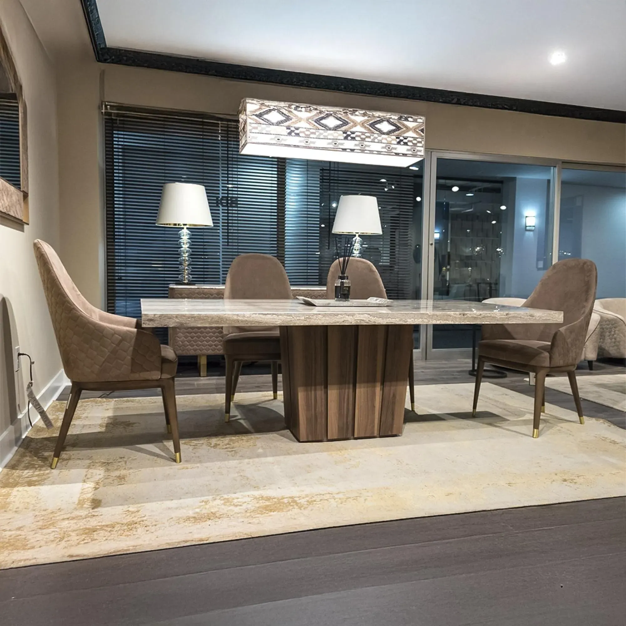 Empire Dining Table - Marble, Wood