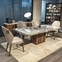 Empire Dining Table - Marble, Wood