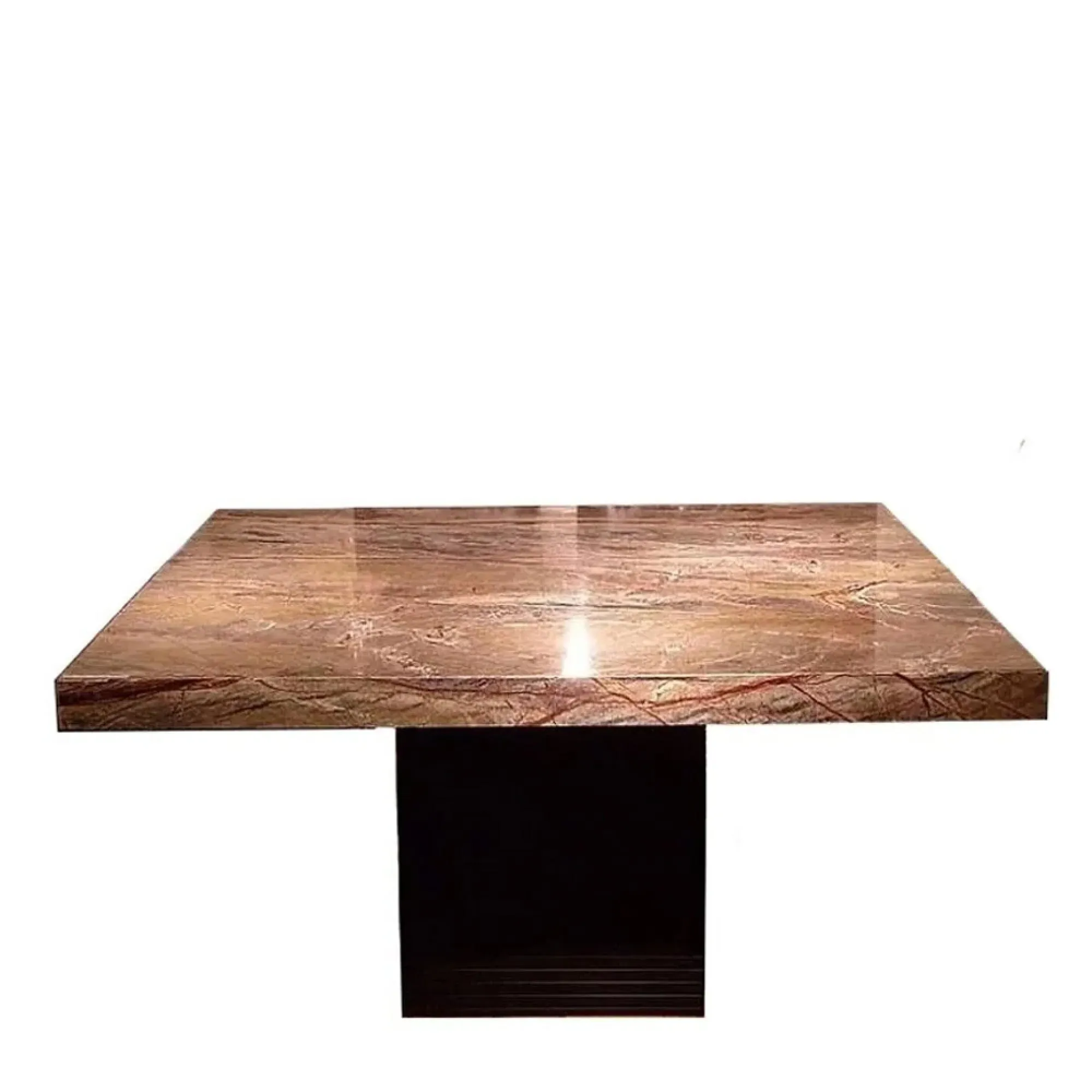 Espresso 6 Seater Marble Pedestal Dining Table - Wenge