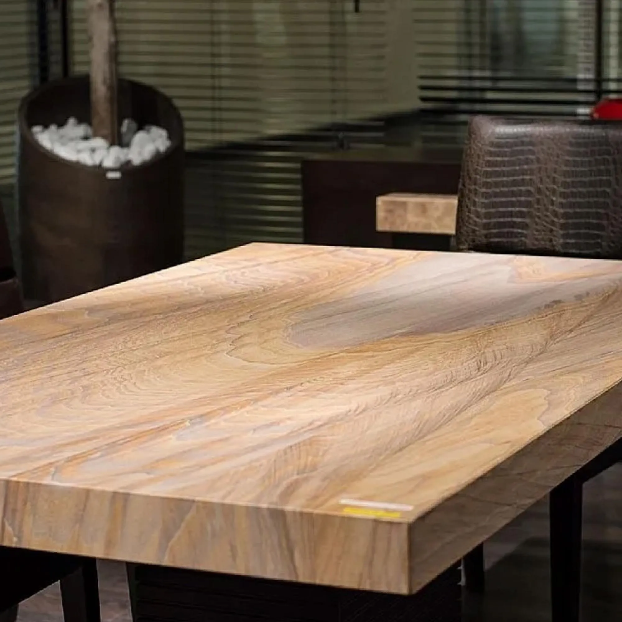 Espresso Marble Pedestal Dining Table - Wenge