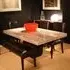 Espresso Marble Pedestal Dining Table - Wenge