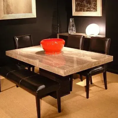 Espresso Marble Pedestal Dining Table - Wenge image