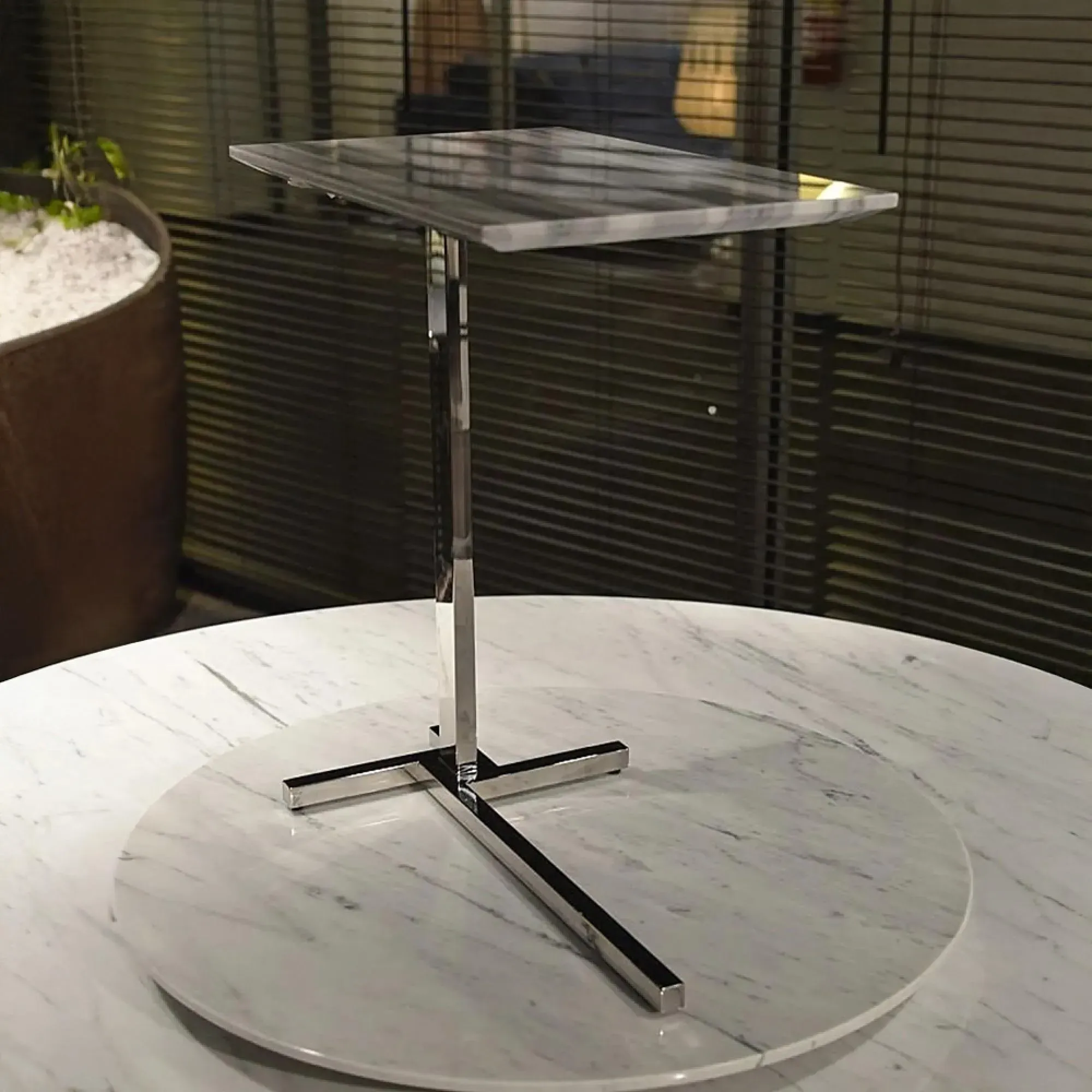 Flamingo Marble Accent Table with Steel Base