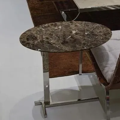 Flamingo Oval Accent Table with Steel Base - Marble