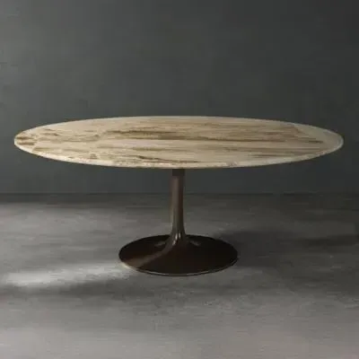 Flute Occasional Table - Marble, Metal image