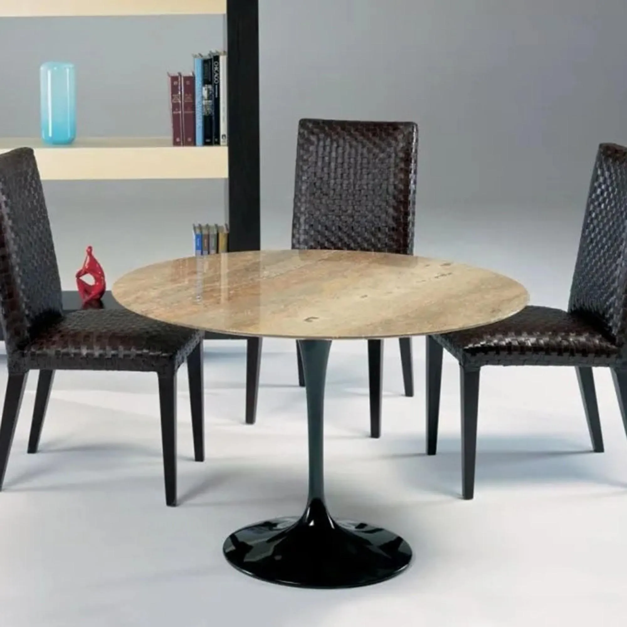 Flute Round Dining Table - Marble, Metal