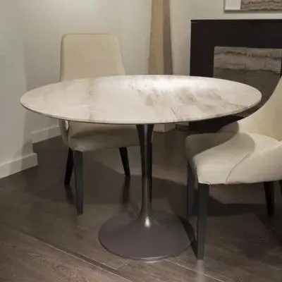 Flute Round Dining Table - Marble, Metal
