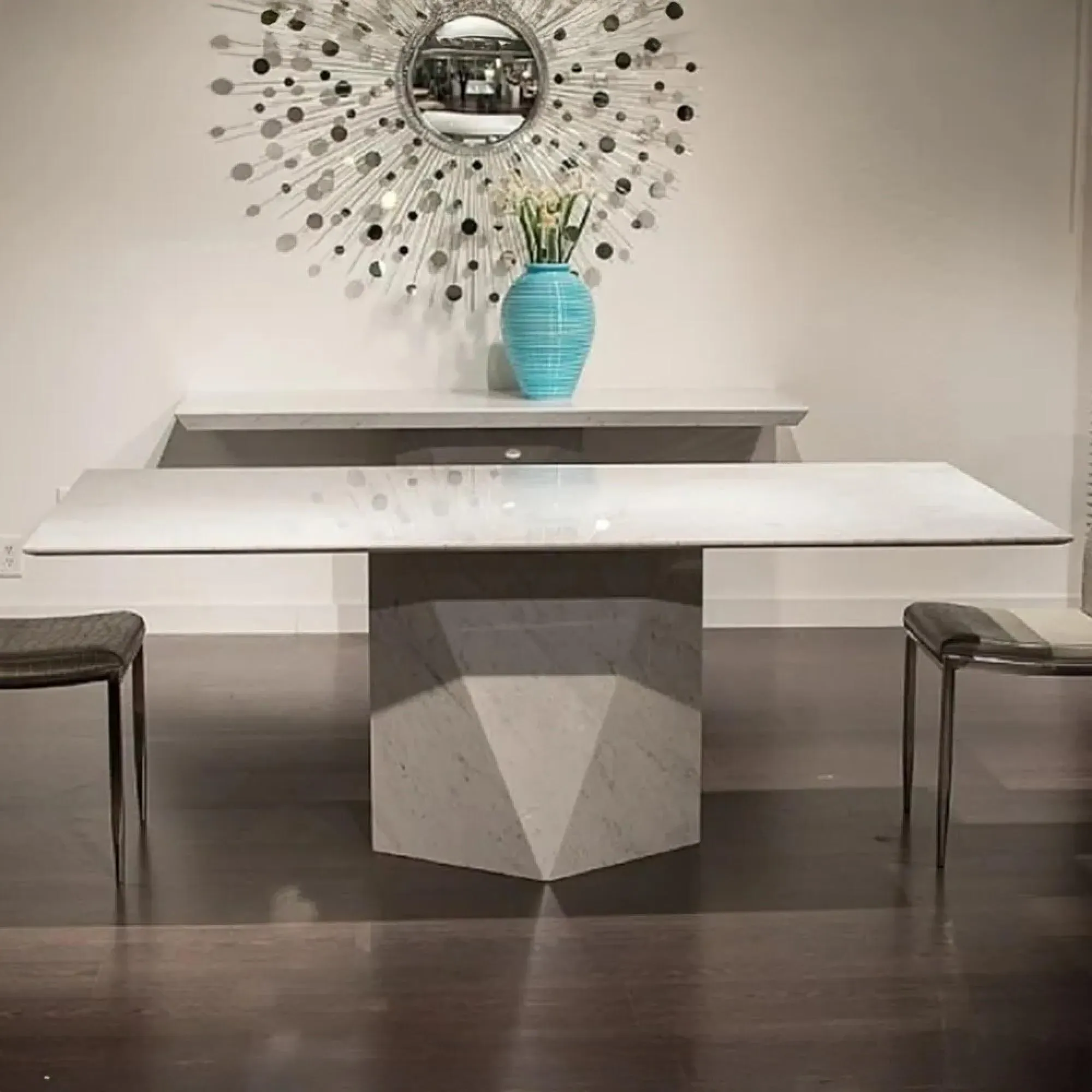 Freedom Pedestal Dining Table - Marble, Steel