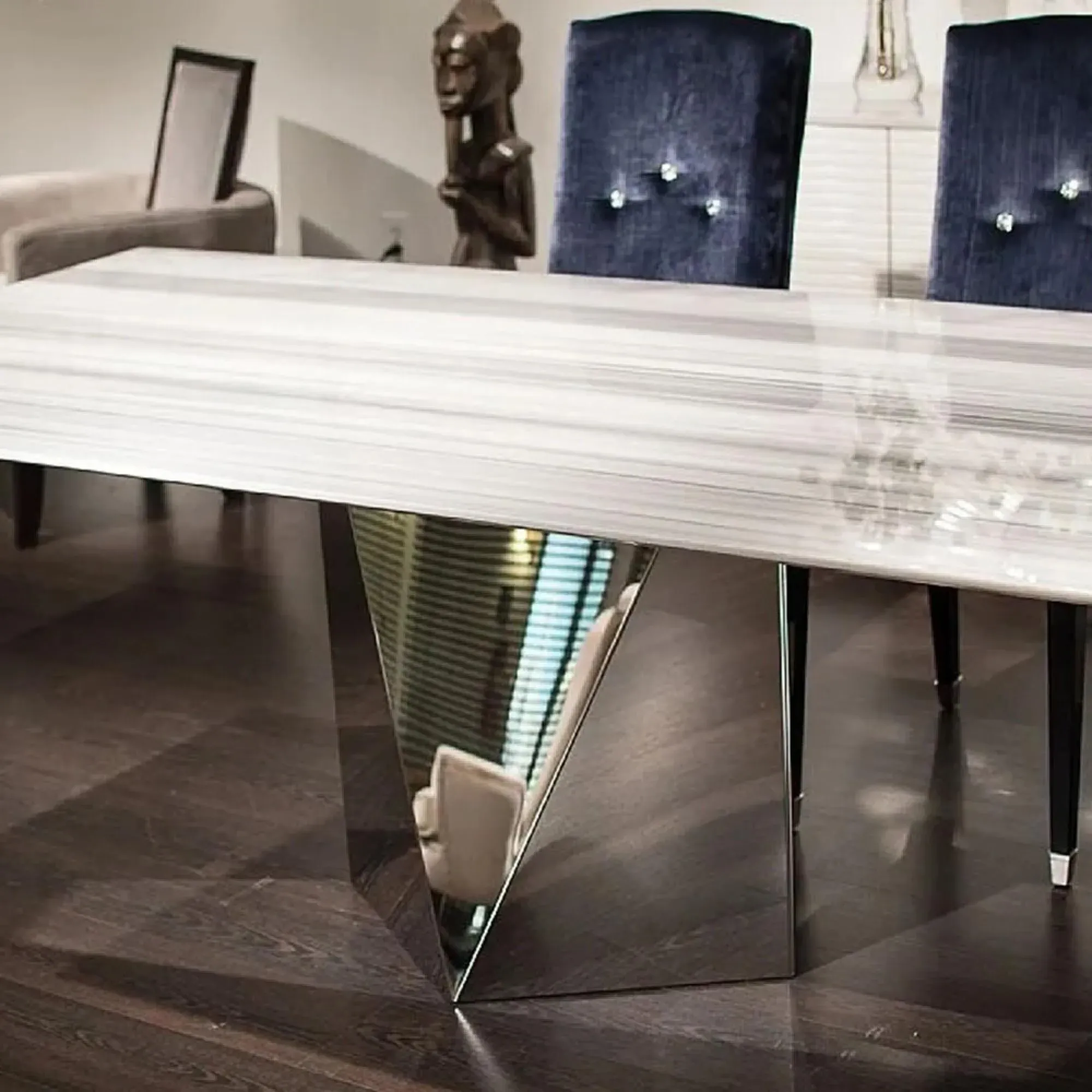 Freedom Slim Edge Dining Table - Marble, Stainless Steel
