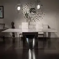 Freedom Slim Edge Dining Table - Marble, Stainless Steel